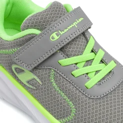 Sneakers sportive da Bambino grigie e verde fluo con strappo Champion