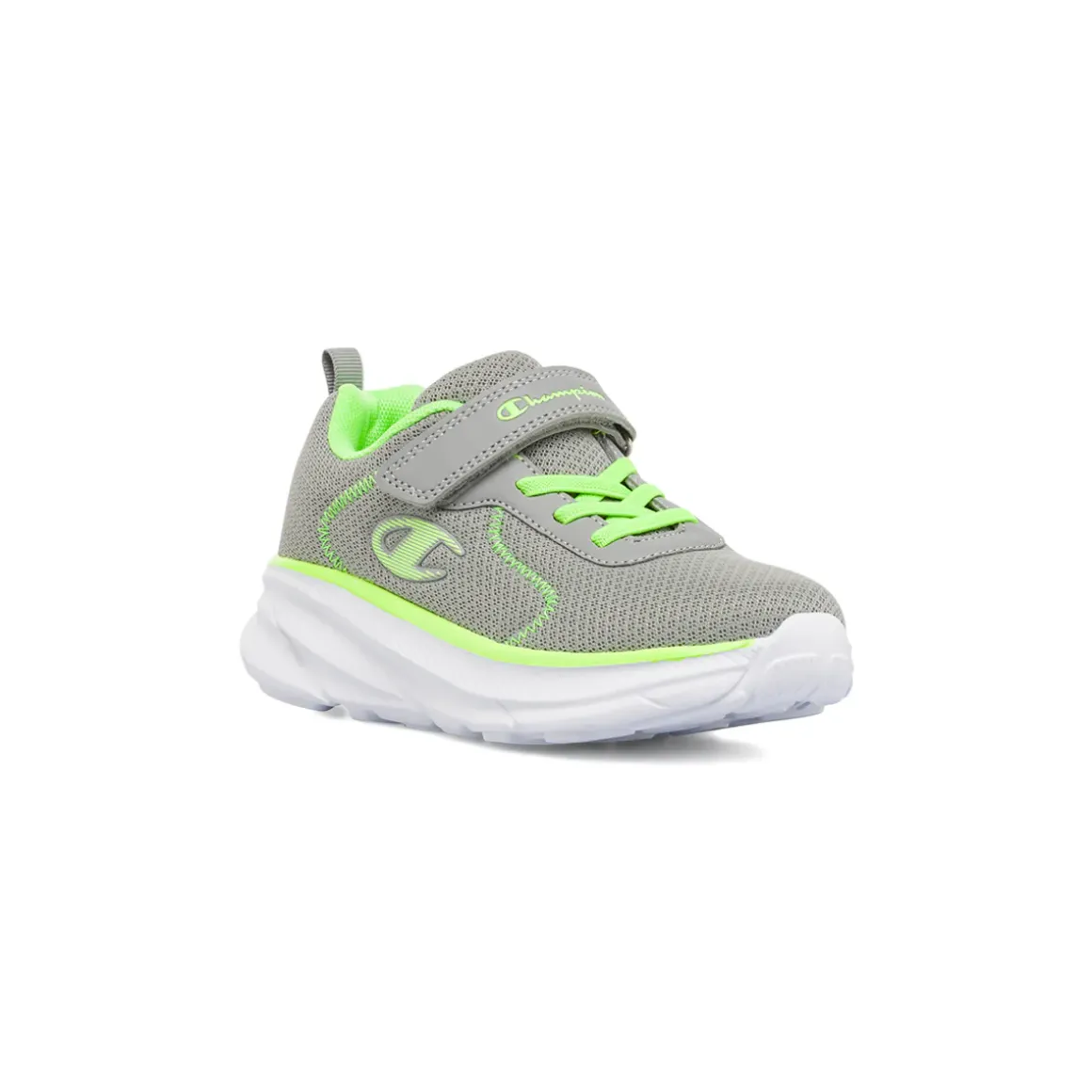 Sneakers sportive da Bambino grigie e verde fluo con strappo Champion