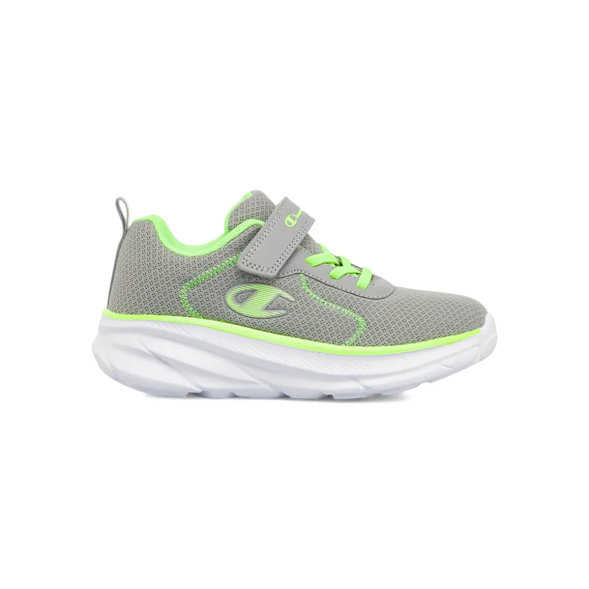 Sneakers sportive da Bambino grigie e verde fluo con strappo Champion