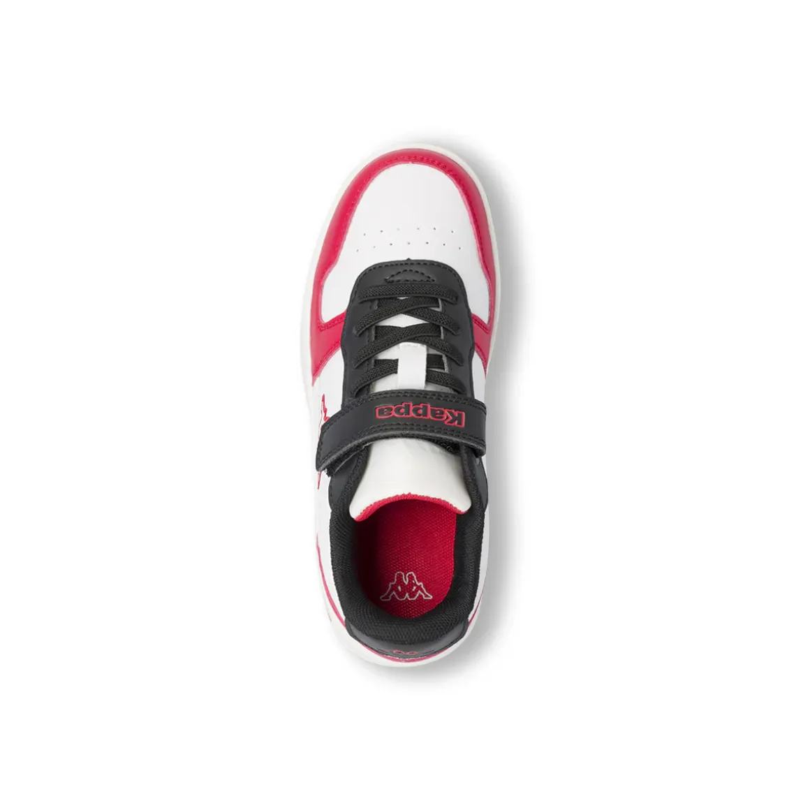 Sneakers sportive da bambino bianche Kappa con dettagli rossi e neri