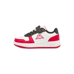 Sneakers sportive da bambino bianche Kappa con dettagli rossi e neri