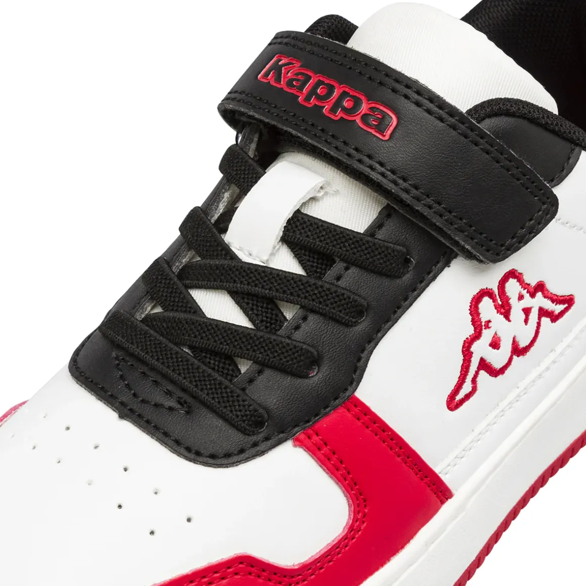 Sneakers sportive da bambino bianche Kappa con dettagli rossi e neri