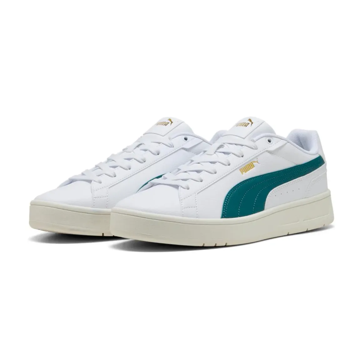 Sneakers sportive da Uomo bianche con banda verde Puma Court Classico