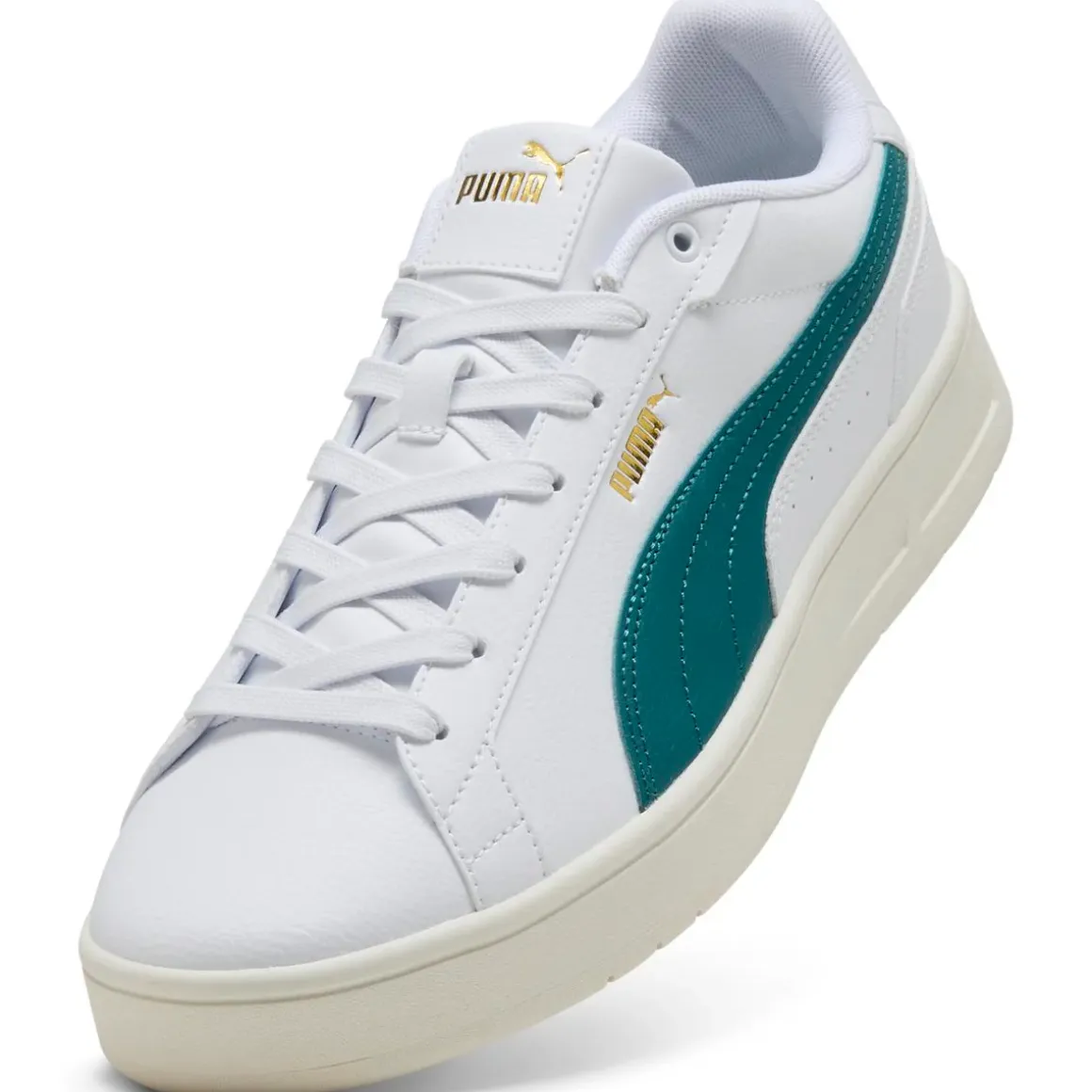 Sneakers sportive da Uomo bianche con banda verde Puma Court Classico
