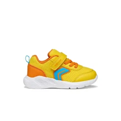 Sneakers sportive gialle Bambino con suola traspirante e strappo Geox