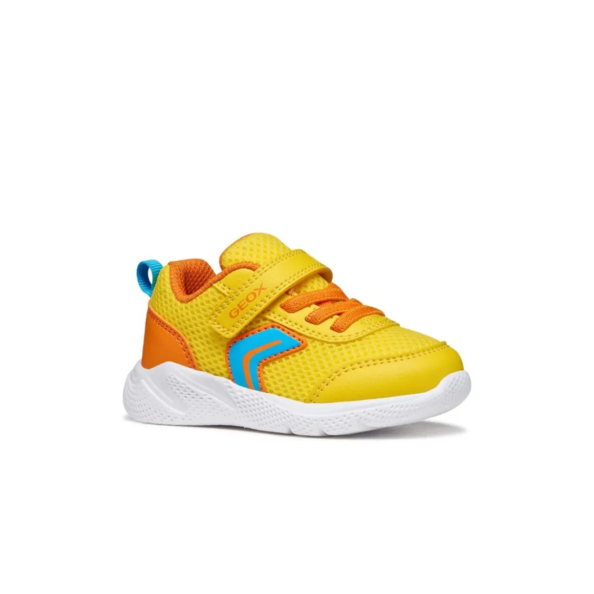 Sneakers sportive gialle Bambino con suola traspirante e strappo Geox