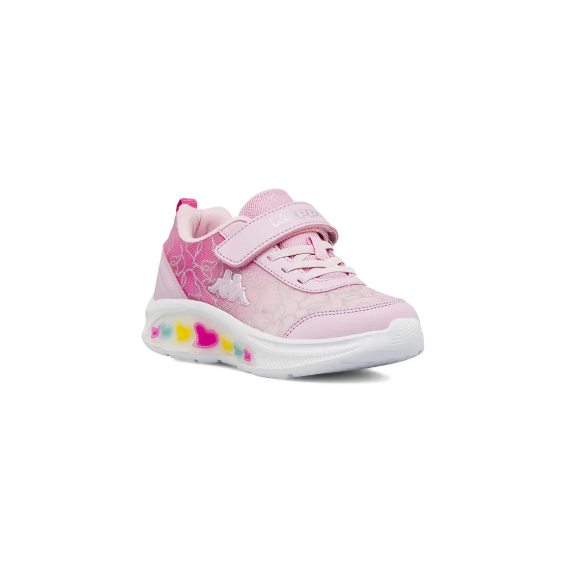 Sneakers sportive rosa da Bambina con Luci e strappo Kappa