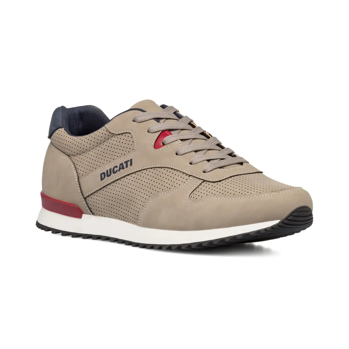 Sneakers traforate beige da uomo con logo Ducati