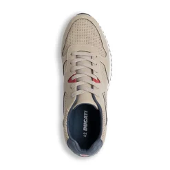 Sneakers traforate beige da uomo con logo Ducati