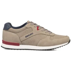 Sneakers traforate beige da uomo con logo Ducati