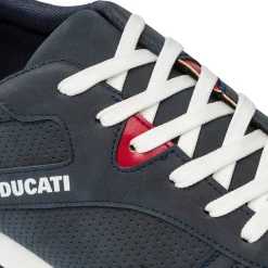 Sneakers traforate blu da uomo con dettaglio a contrasto e logo Ducati