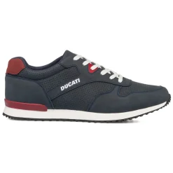 Sneakers traforate blu da uomo con dettaglio a contrasto e logo Ducati