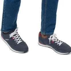 Sneakers traforate blu da uomo con dettaglio a contrasto e logo Ducati