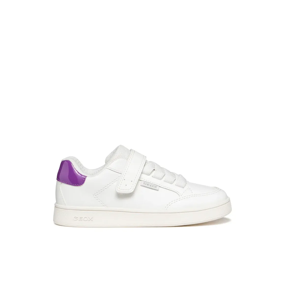 Sneakers traspiranti bianche Bambina con strappo e inserto viola Geox