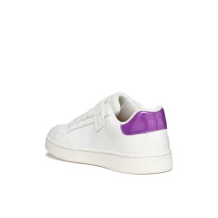 Sneakers traspiranti bianche Bambina con strappo e inserto viola Geox
