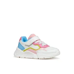Sneakers traspiranti bianche e multicolor da Ragazza con strappo Geox