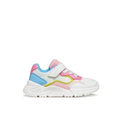 Sneakers traspiranti bianche e multicolor da Ragazza con strappo Geox
