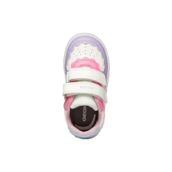 Sneakers traspiranti bianche da Bambina con inserti pastello Geox