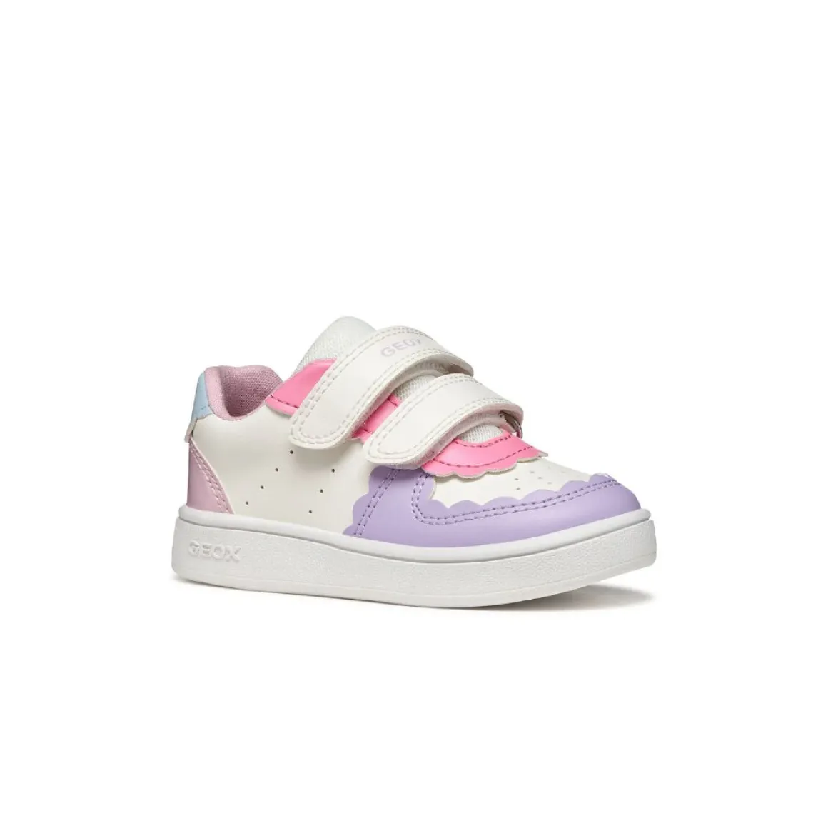 Sneakers traspiranti bianche da Bambina con inserti pastello Geox