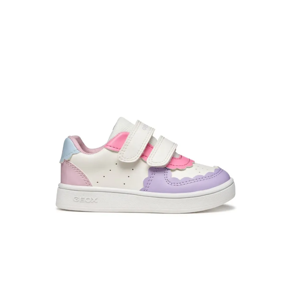 Sneakers traspiranti bianche da Bambina con inserti pastello Geox