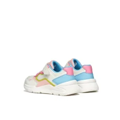 Sneakers traspiranti bianche e multicolore da Bambina con strappo Geox
