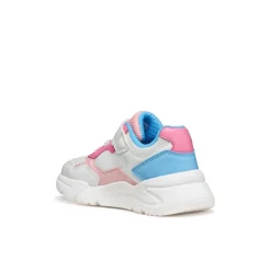 Sneakers traspiranti bianche e multicolore da Bambina con strappo Geox