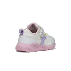Sneakers traspiranti bianche e rosa da Bambina in tessuto mesh Geox