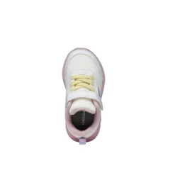 Sneakers traspiranti bianche e rosa da Bambina in tessuto mesh Geox