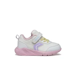 Sneakers traspiranti bianche e rosa da Bambina in tessuto mesh Geox