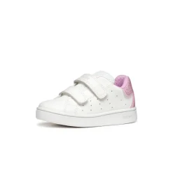 Sneakers traspiranti bianche Bambina con strappo e inserto rosa Geox