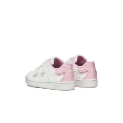 Sneakers traspiranti bianche Bambina con strappo e inserto rosa Geox