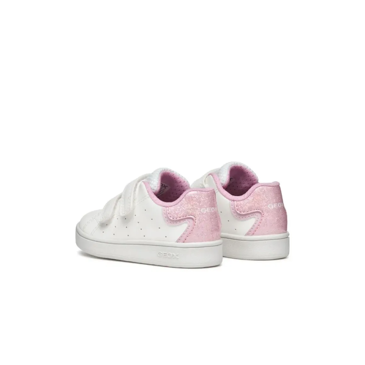 Sneakers traspiranti bianche Bambina con strappo e inserto rosa Geox