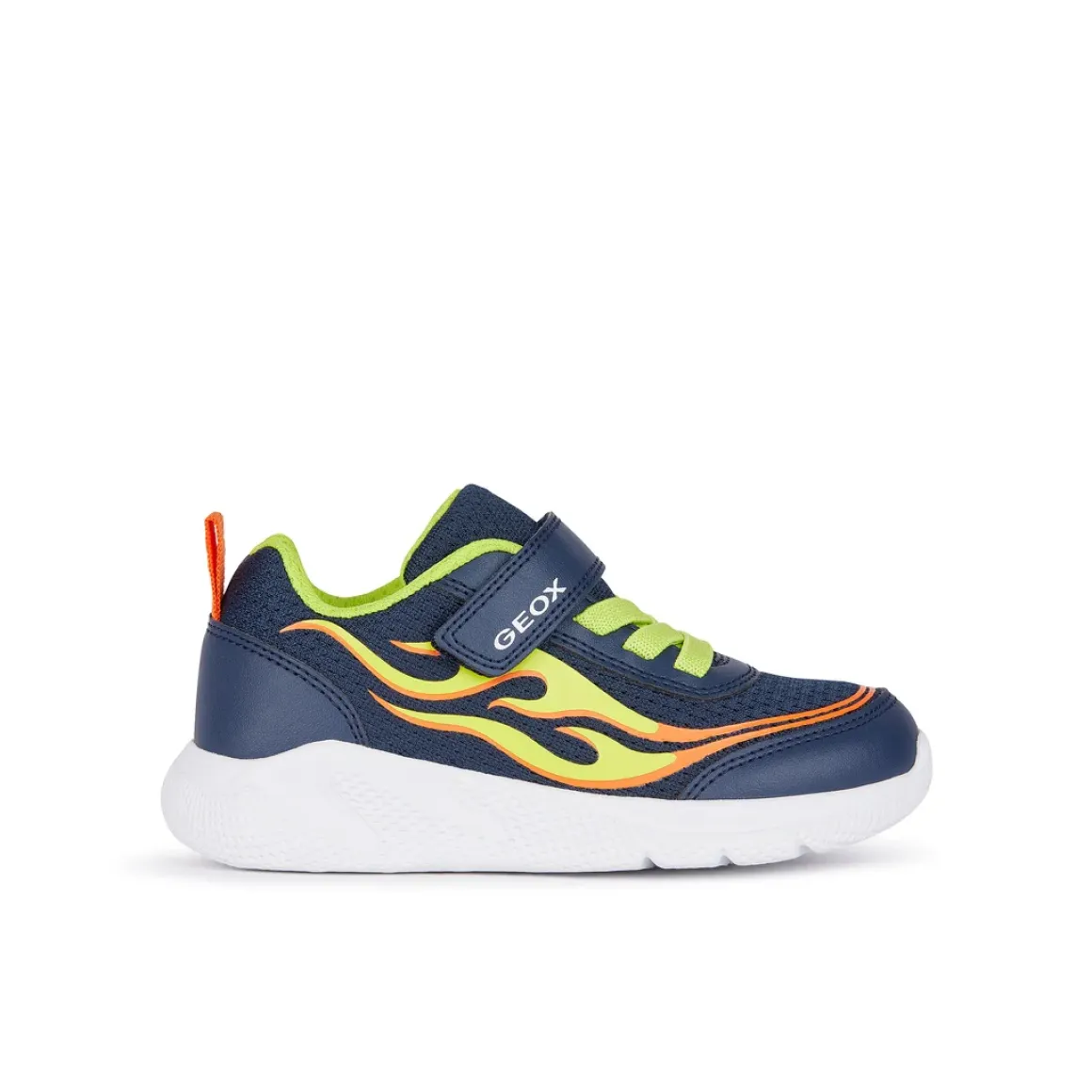 Sneakers traspiranti blu da Ragazzo con decorazione a fiamme Geox