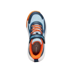 Sneakers traspiranti da Ragazzo blu e arancioni con strappo Geox