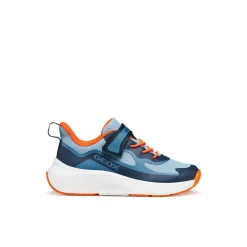 Sneakers traspiranti da Ragazzo blu e arancioni con strappo Geox