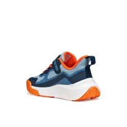 Sneakers traspiranti da Ragazzo blu e arancioni con strappo Geox