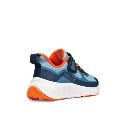 Sneakers traspiranti da Ragazzo blu e arancioni con strappo Geox