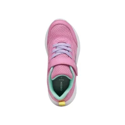 Sneaker straspiranti rosa da Ragazza in tessuto mesh con strappo Geox