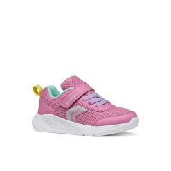 Sneaker straspiranti rosa da Ragazza in tessuto mesh con strappo Geox