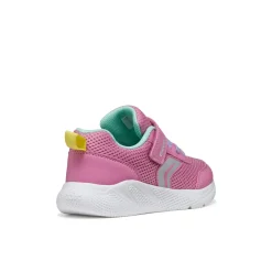Sneaker straspiranti rosa da Ragazza in tessuto mesh con strappo Geox