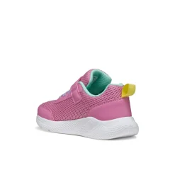 Sneaker straspiranti rosa da Ragazza in tessuto mesh con strappo Geox