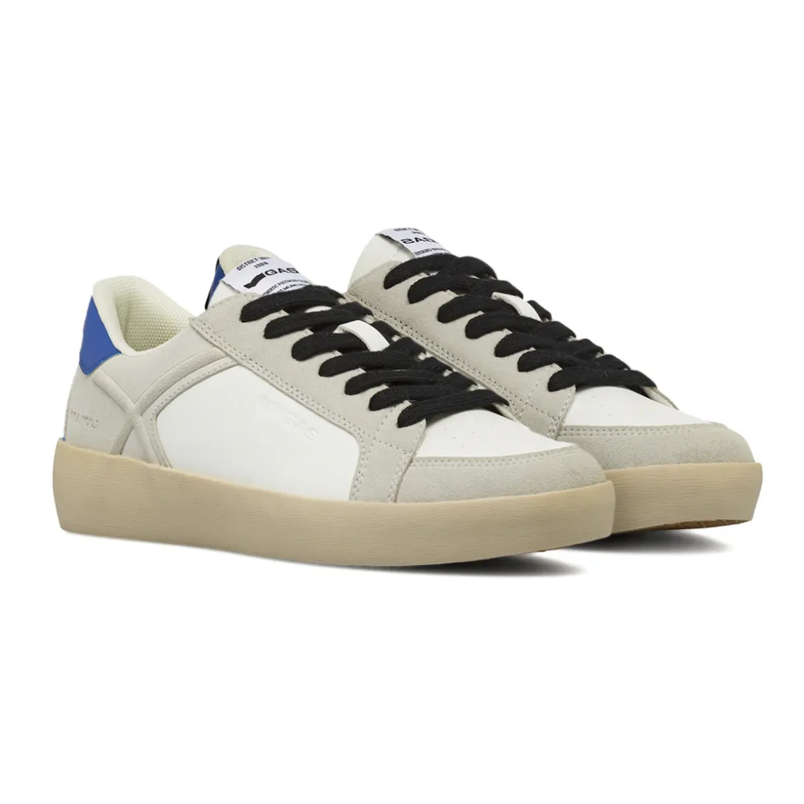 Sneakers uomo bianche con inserti effetto scamosciato Gas