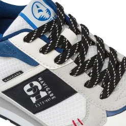 Sneakers Uomo Bianche in tessuto effetto scamosciato Navigare
