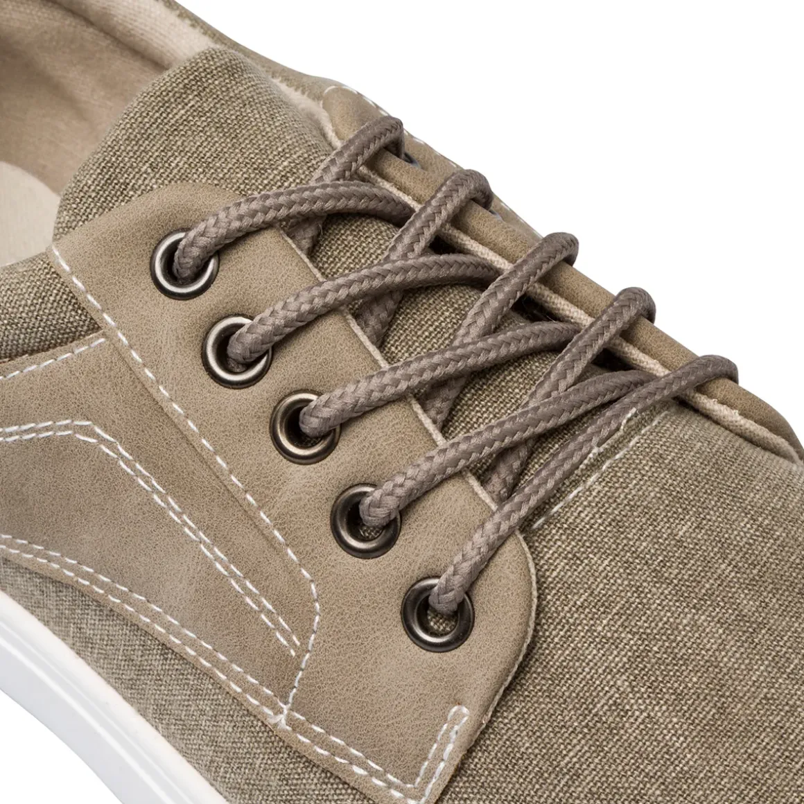 Sneakers Uomo Casual in Tessuto Denim Beige Jog