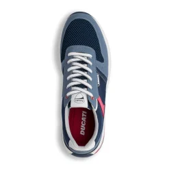 Sneakers uomo in tessuto blu con dettagli rossi e suola ammortizzata Ducati
