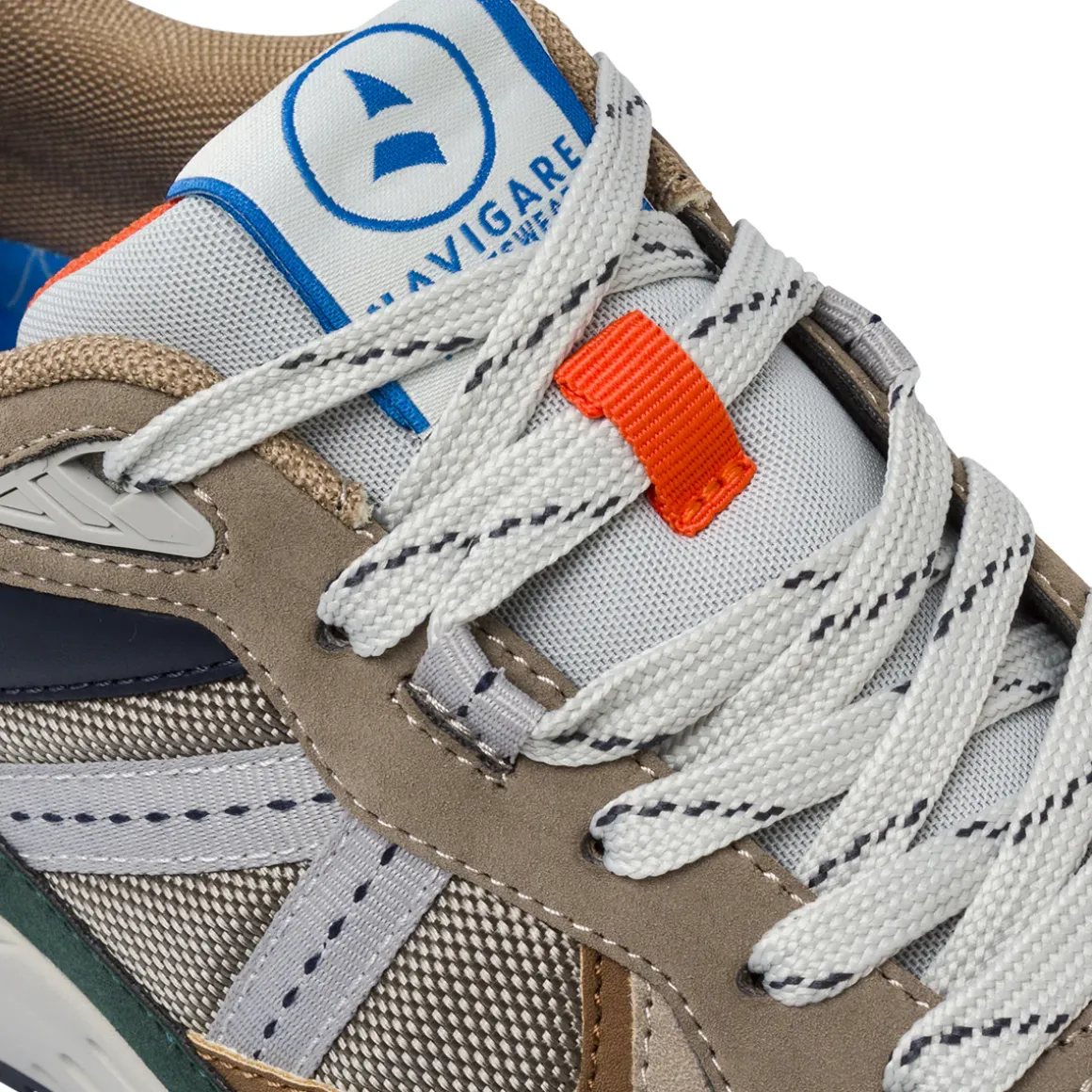 Sneakers Uomo khaki multicolore effetto scamosciato con mesh Navigare