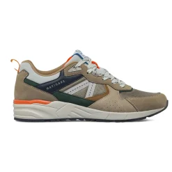 Sneakers Uomo khaki multicolore effetto scamosciato con mesh Navigare