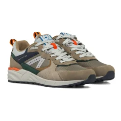 Sneakers Uomo khaki multicolore effetto scamosciato con mesh Navigare