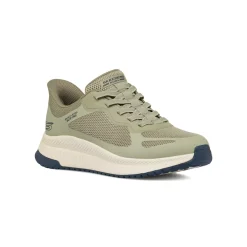 Sneakers verde miliare in tessuto mesh Memory Foam Skechers Slip-Ins
