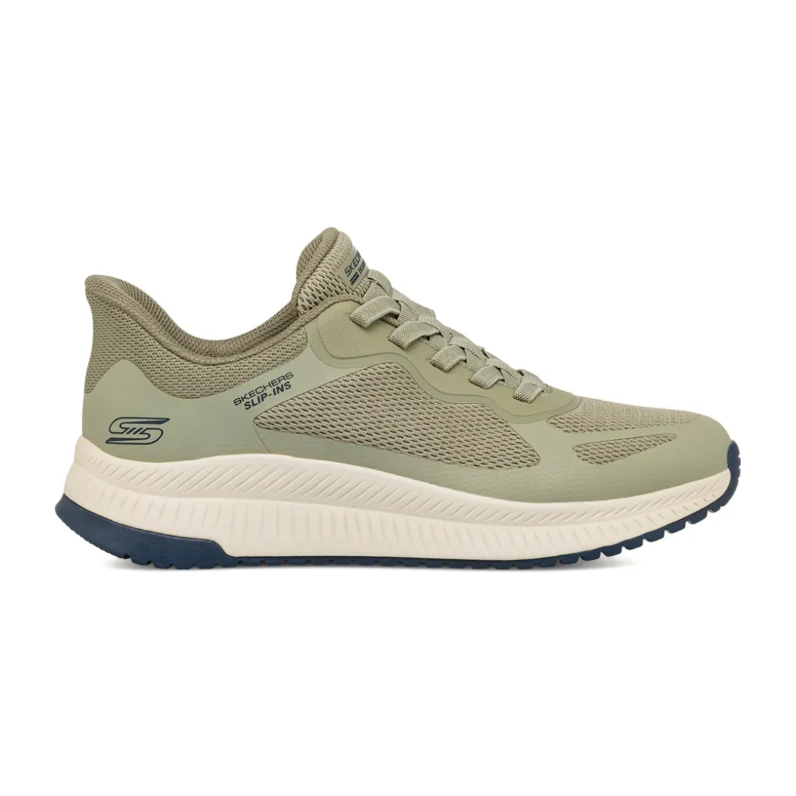 Sneakers verde miliare in tessuto mesh Memory Foam Skechers Slip-Ins